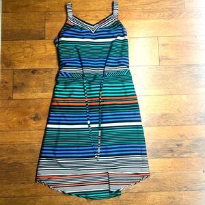 Merona striped mid dress with tie waist size small petite